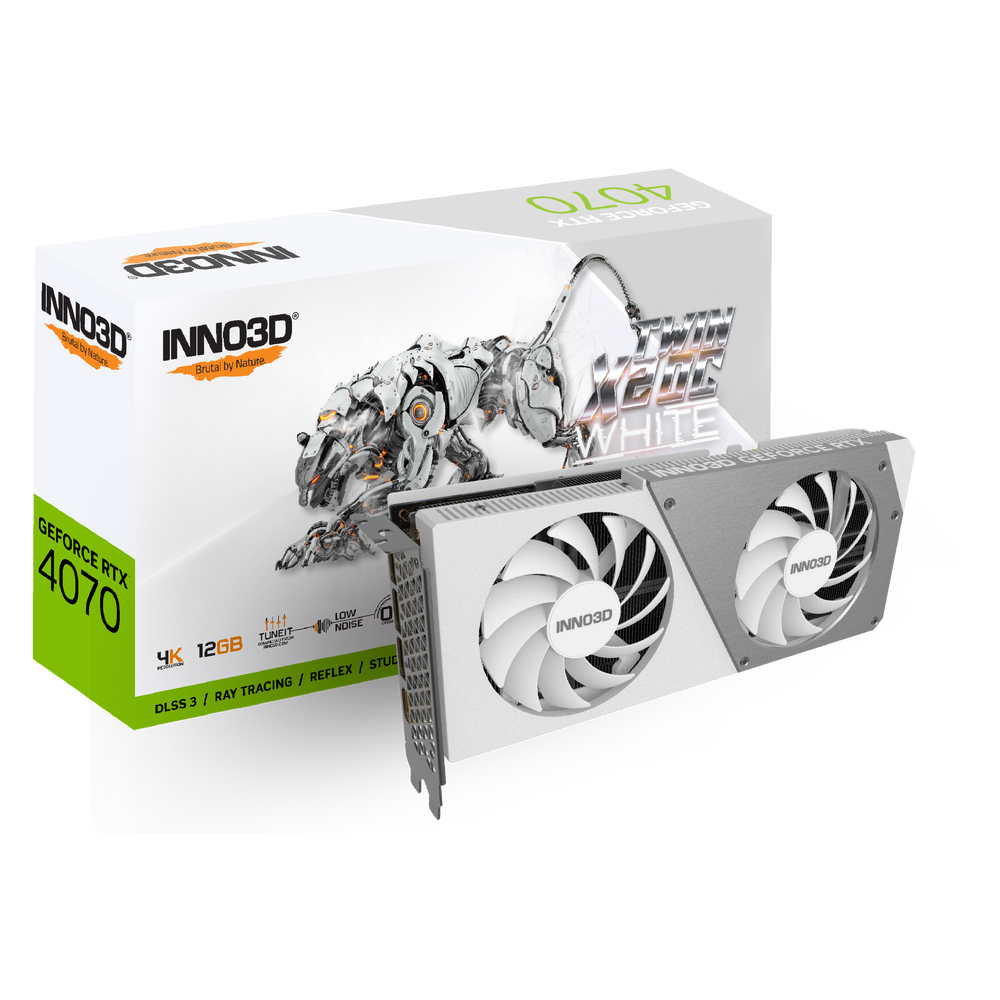 Inno3D GeForce RTX 4070 Twin X2 OC White 12GB GDDR6X Graphics Card | N40702-126XX-185252W |